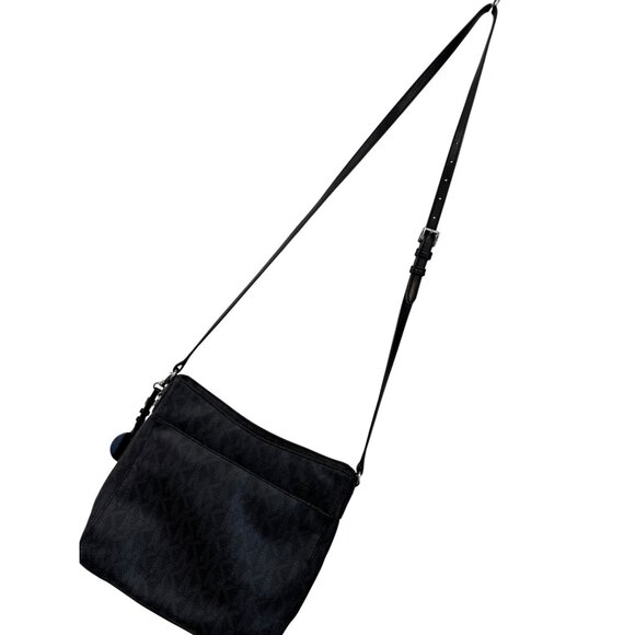 Michael Kors Black Monogram Print Crossbody Bag Adjustable Strap Zipper Closures - Picture 4 of 9